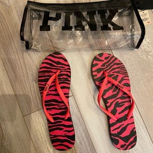 Victoria Secret PINK brand new flip flops with case